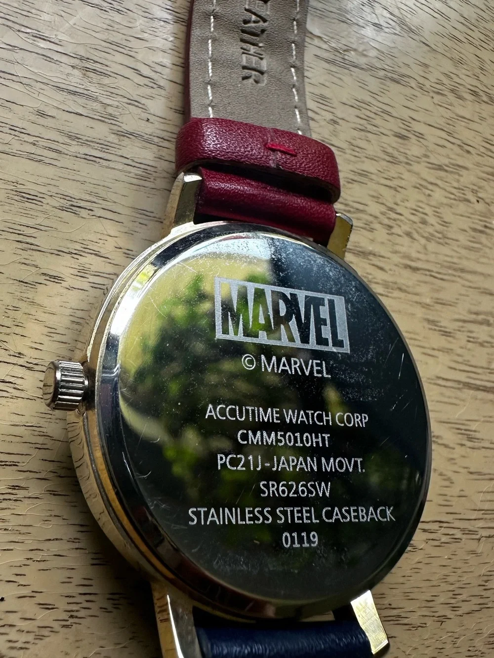 Marvel Captain Marvel Wristwatch Red & Blue Strap Accutime